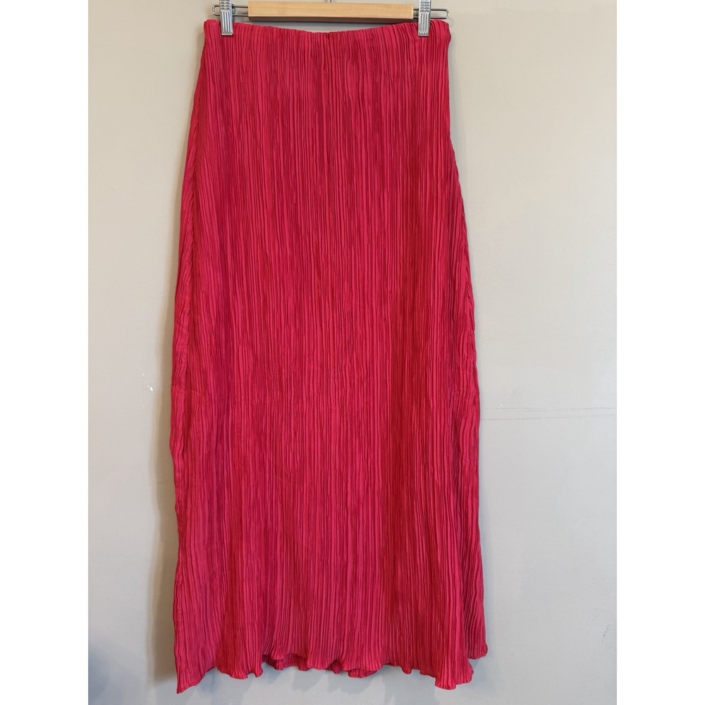 Anthropologie Tilda Maxi Skirt Medium‎ Satin Bright Pink